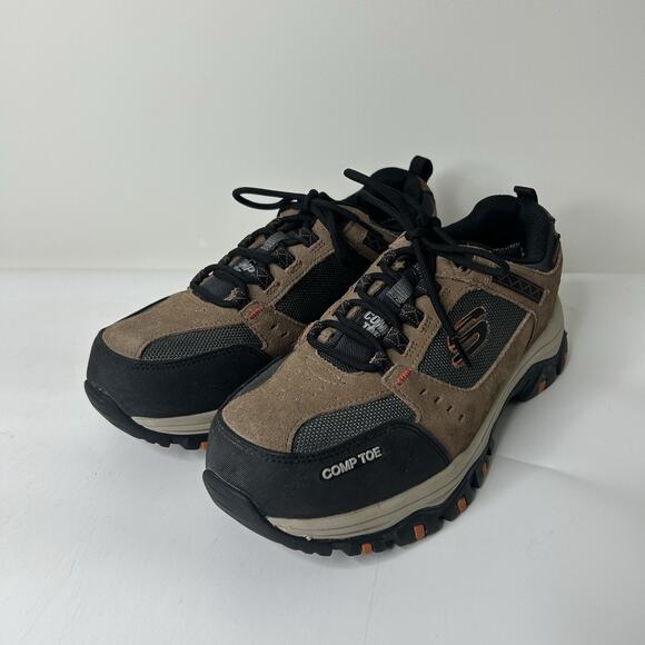 Skechers Work Mens Shoes 7.5 Greetah Composite Toe Waterproof Leather 77183 - Picture 1 of 8